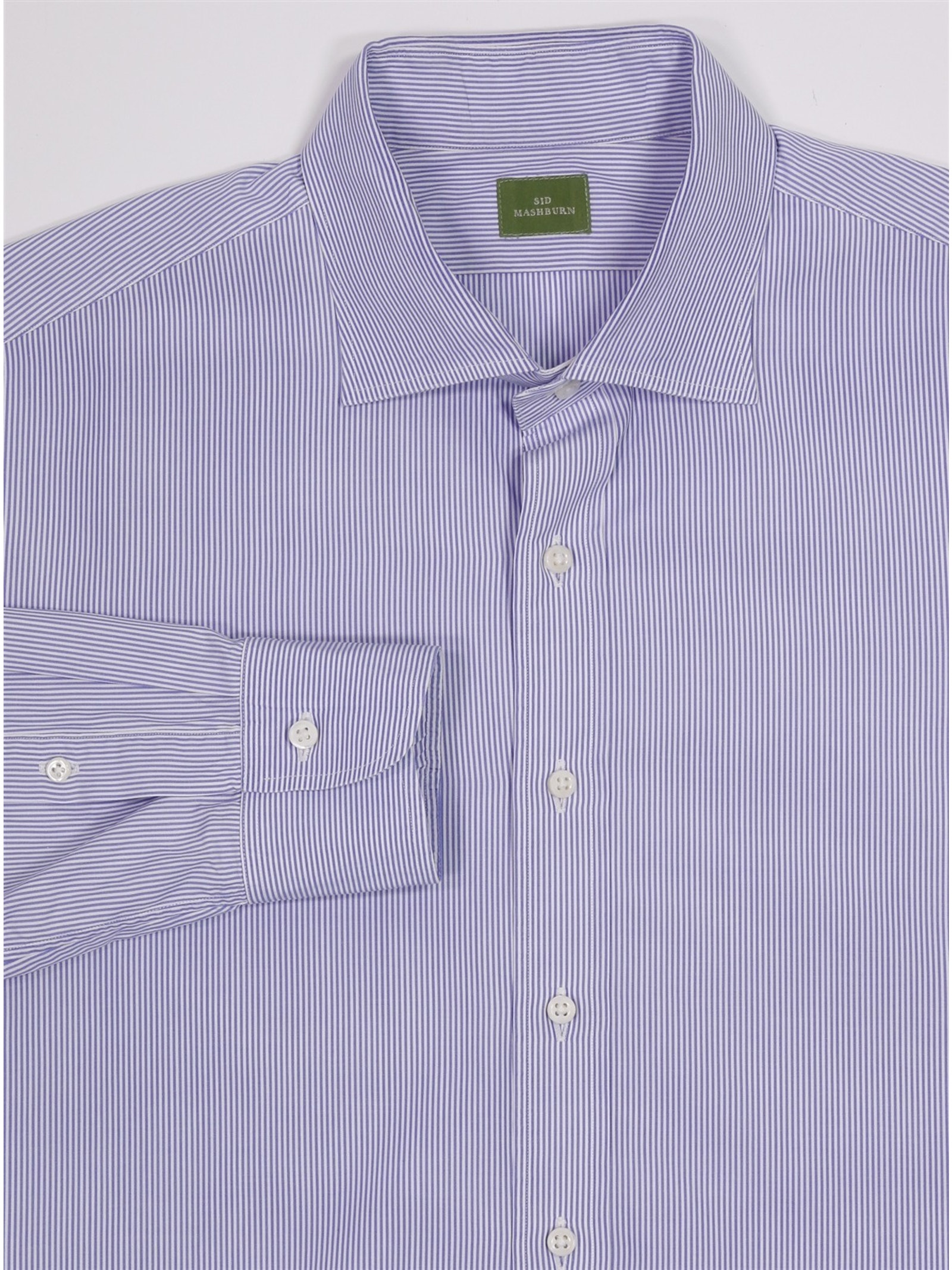Sid Mashburn Custom Blue White Striped Dress Shirt 40 163435